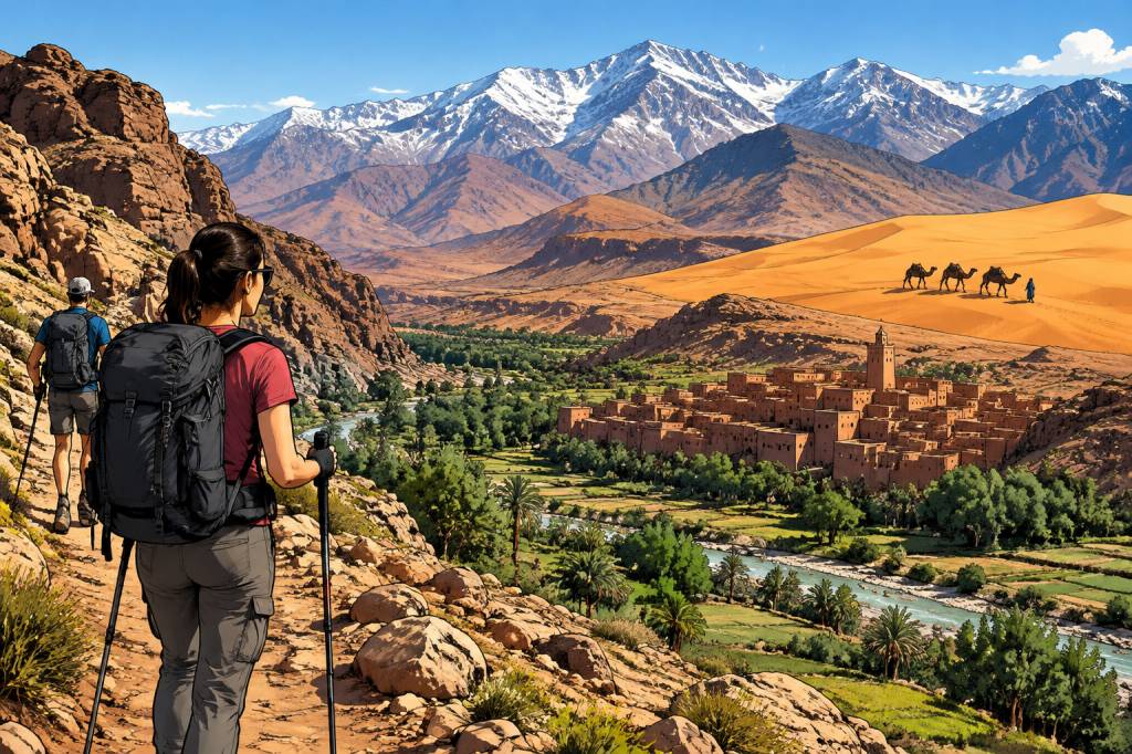 Magnifique paysage du Maroc : itinéraires de randonnée entre désert et montagnes